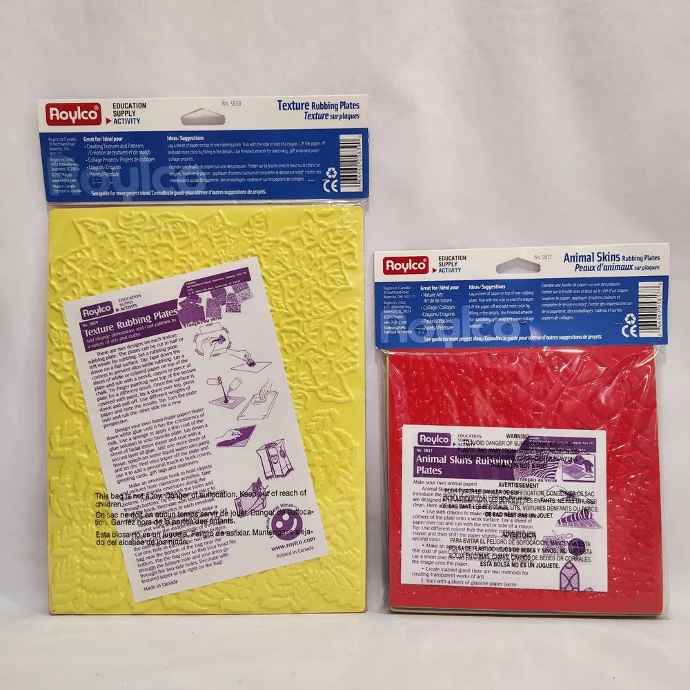 Roylco Texture 5839 & Animal Skins 5817 Rubbing Plates Art‎ Craft Education NOS